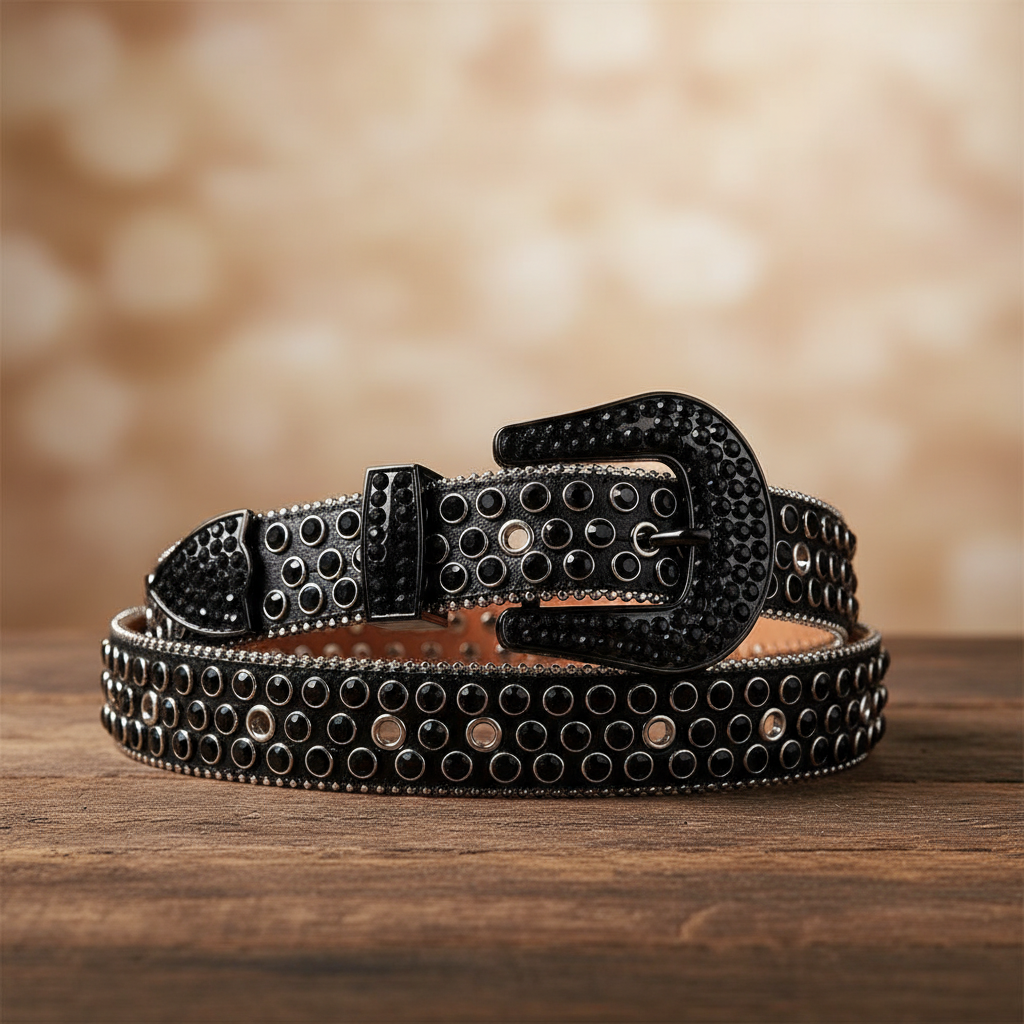 All Black Rhinestone Belt